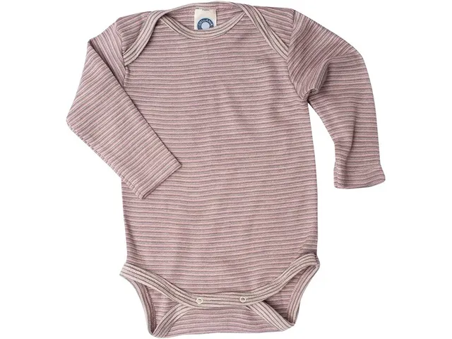 Body merino/hedvábí Cosilana dl. rukáv pudrové s proužky